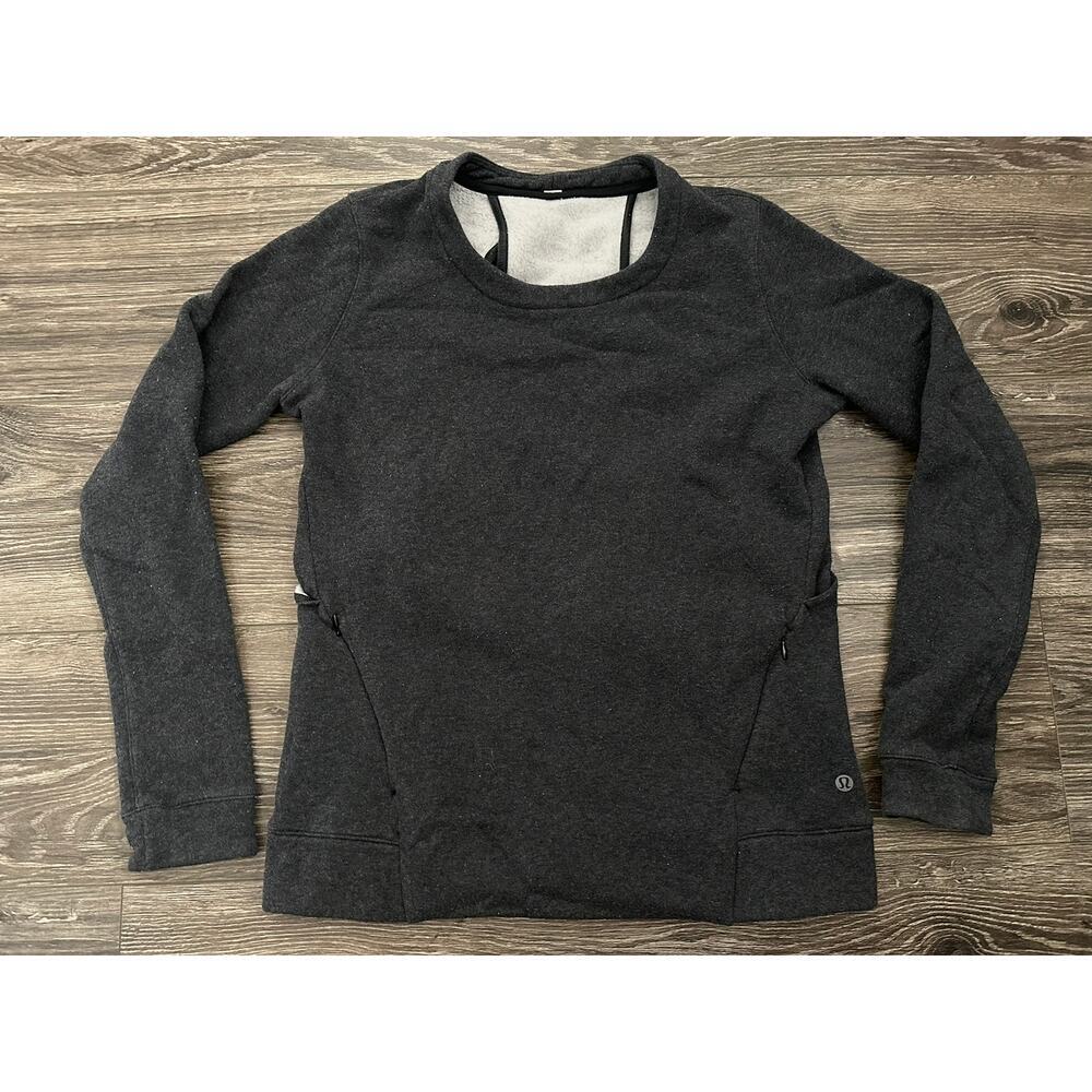 Lululemon Women’s Sweatshirt Gray Open Back &go Endeavor Cotton Blend Sz 6
